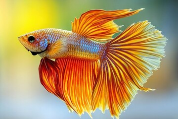 Obraz premium Orange and Yellow Betta Fish with Flowing Fins
