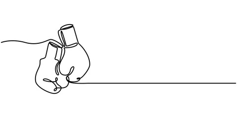 Boxing glove in one continuous single line art drawing style isolated on white background, Boxing gloves line.one line continuous draw, Continuous one line drawing of Boxing gloves.