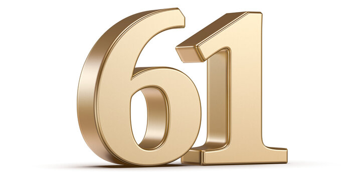Gold 3D Number 61