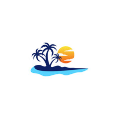 summer beach logo vector template