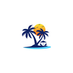 summer beach logo vector template