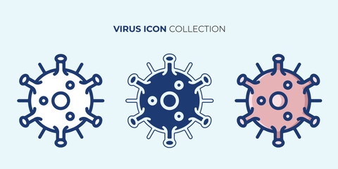 Virus icons set. Viruses icons. Linear, silhouette and flat design style, mpox virus icon