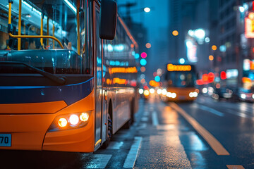 Fototapeta premium Dedicated bus lanes to improve public transport efficiency