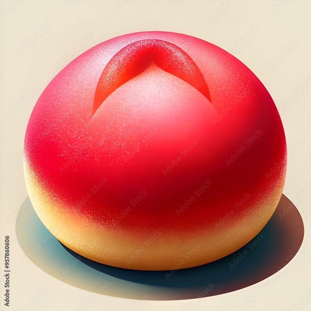 Aufkleber a stylized. abstract illustration of a juicy peach with a textured surface and a subtle gradient fro