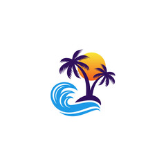 summer beach logo vector template