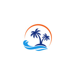 summer beach logo vector template