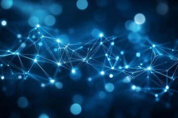 Obraz premium A futuristic network hub, with digital data streams, circuit board patterns, and glowing nodes.