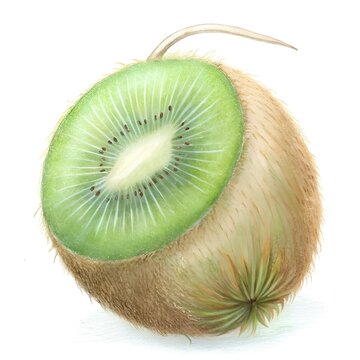 kiwi fruit slice realistic style clip art preview