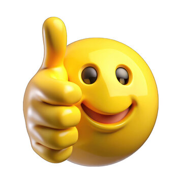 A thumbs up emoticon face isolated on transparent background