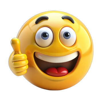 A thumbs up emoticon face isolated on transparent background