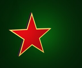 Red Star with Gold Outline on Green Background