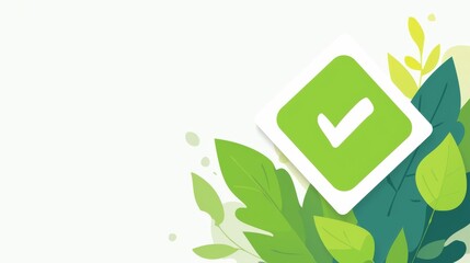 Green Checkmark in White Box and Empty Rectangle, Vector Design, Green Color Palette, White Background