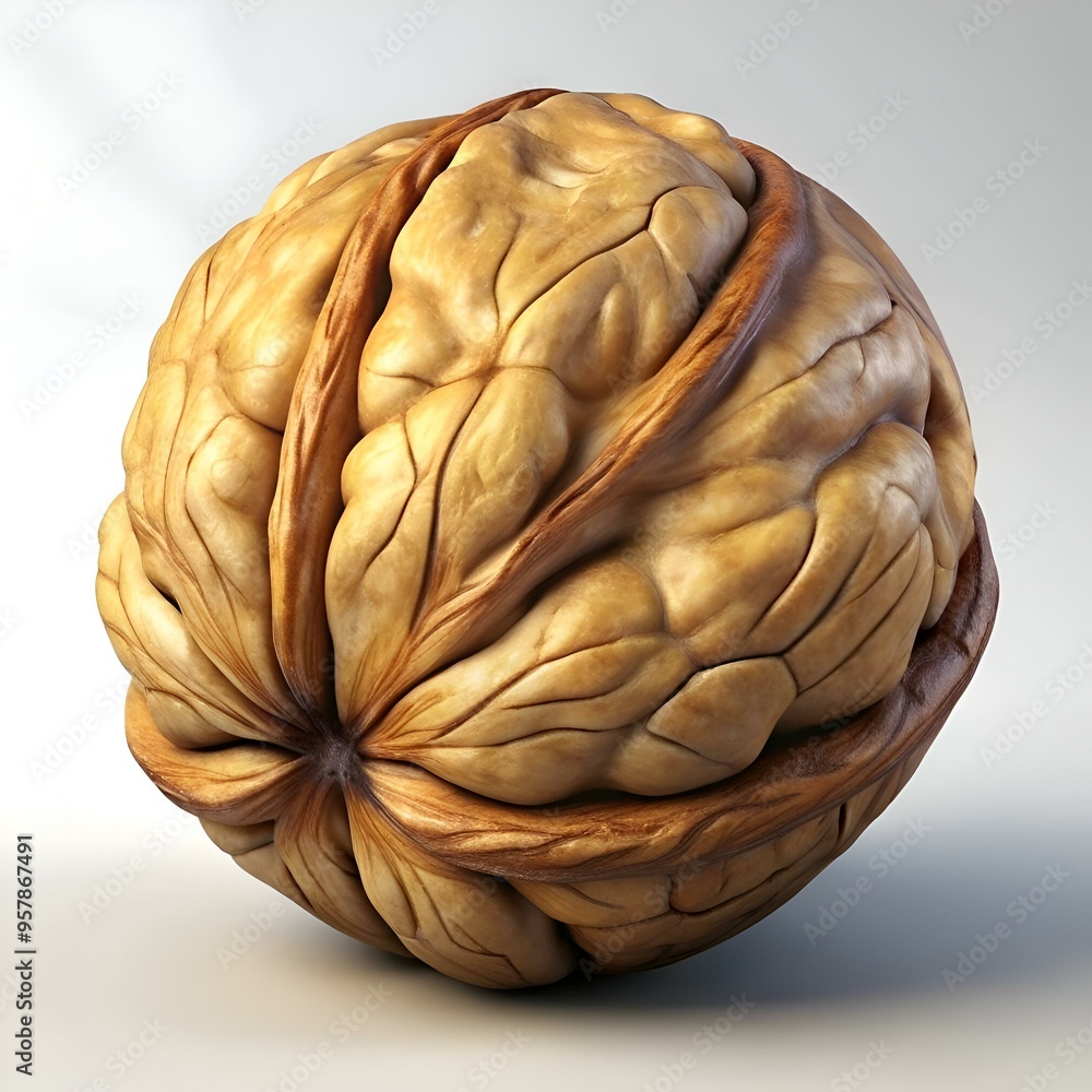 Aufkleber a realistic 3d illustration of a walnut shell. perfect for adding a touch of nature to your designs.