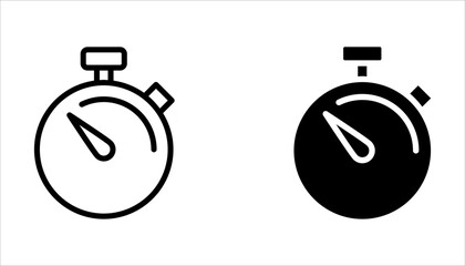 Countdown Icon set. Stopwatch icon set. Line and glyph stopwatch timer on white background