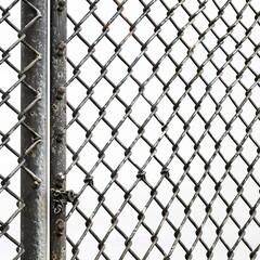 Iron net fencing isolated on white or transparent 