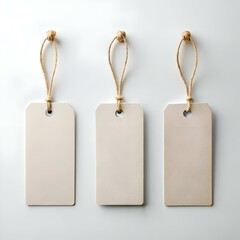 Three blank brown paper tags with twine. perfect for adding your own text or design.
