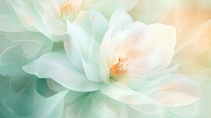 Obraz premium Abstract image of soft, pastel-colored flowers with gentle brush strokes on a light green background 