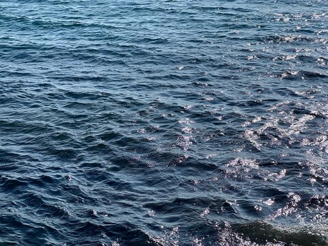 Blue waves on the sea
