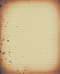Blank lined dirty paper background, empty white paper.