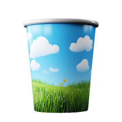 Fototapeta premium Green Grass and Cloud Ice Cream Cup