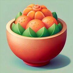 A vibrant and stylized 3D illustration of a bowl of Kimchi. featuring a unique and appealing design for food related projects.