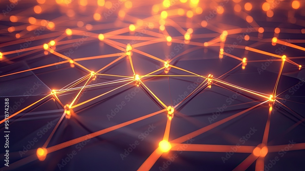 Poster an abstract, futuristic graph with glowing lines and nodes showing connections and growth