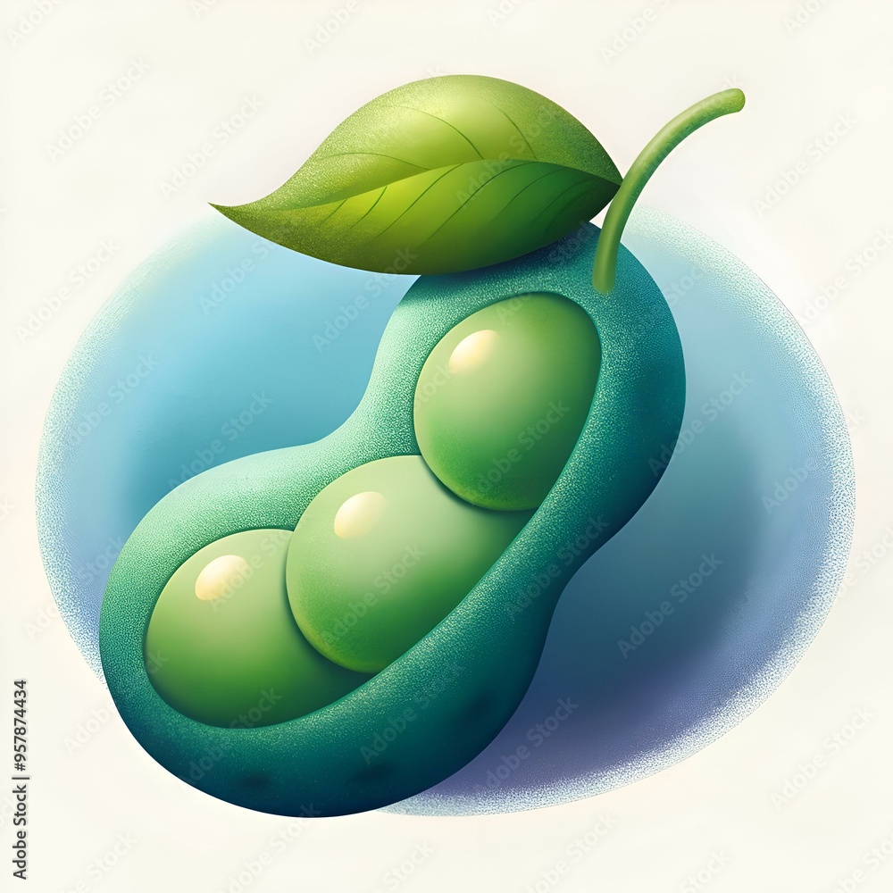 Poster a charming 3d illustration of a lima bean pod. perfect for adding a touch of nature and wholesomenes
