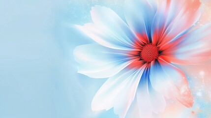 Obraz premium Abstract gradient flower with watercolor effect light blue background
