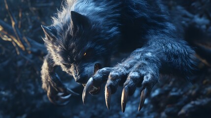 Werewolf Claws and Teeth Close Up   Halloween Monster Concept