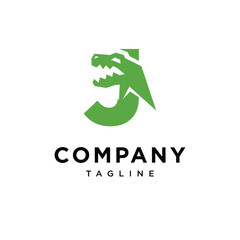 Letter J T-Rex dinosaurus Logo icon vector