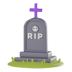 Fototapeta premium Tombstone 3D Illustration, Gothic Gravestone Render for Horror Themes