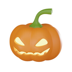 Carved Jack-O-Lantern 3D Illustration, Halloween Pumpkin Render