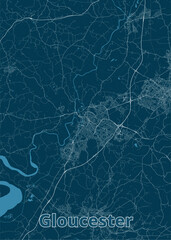 Gloucester, United Kingdom artistic blueprint map poster