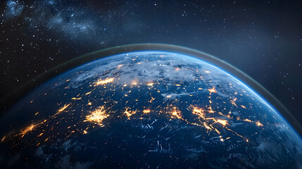 Obraz premium Planet Earth at night, seen from space, showing North America