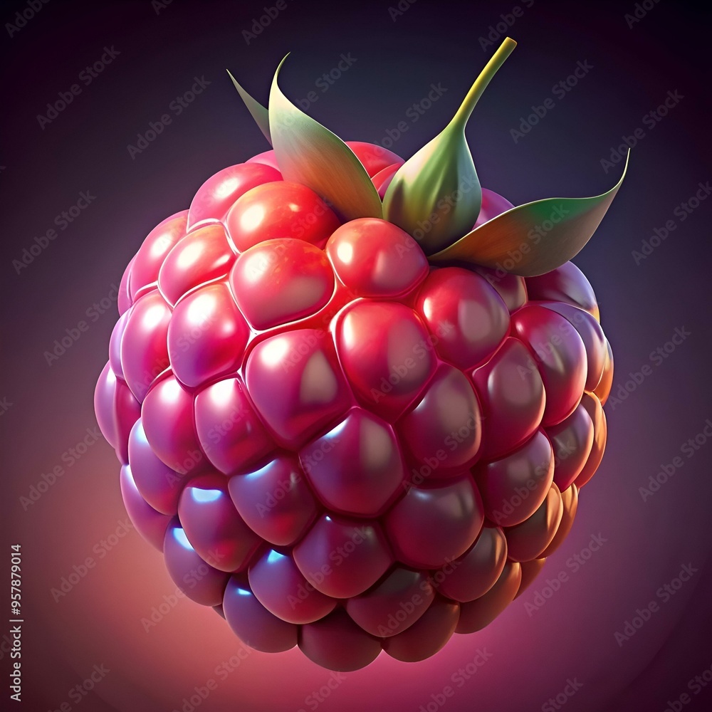 Aufkleber a vibrant and glossy 3d rendered raspberry. perfect for adding a touch of sweetness and natural beau