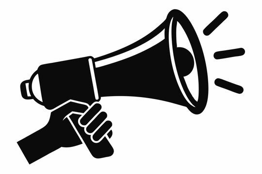 recommend clip art: megaphone silhouette vector illustration, Loudspeaker megaphone line art icon white background