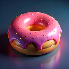 A delicious looking pink glazed donut with colorful sprinkles. perfect for adding a sweet touch to your designs.
