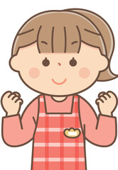 ガッツポーズをする保育士の女性