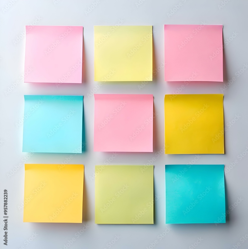 Poster a clean and simple mockup of colorful sticky notes. perfect for showcasing your ideas. notes. or rem