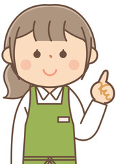 説明をする書店員の女性