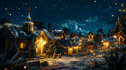 Obraz premium Christmas nativity scene. Baby Jesus Christ, Mary and Joseph.