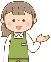 案内をする書店員の女性