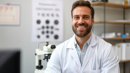 Smiling Ophthalmologist in Clinic