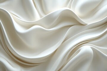 Obraz premium A smooth, flowing texture of cream-colored fabric, showcasing elegant drapes and soft waves that create a sense of tranquility and sophistication