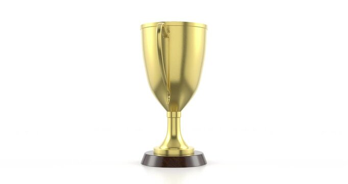 Rotating gold trophy cup