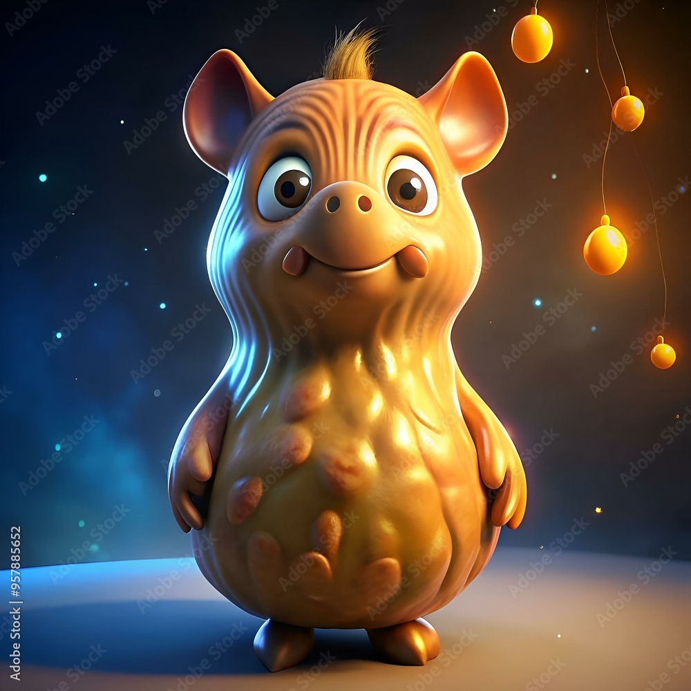 Poster a cute and quirky 3d illustration of a hog peanut with a playful expression. perfect for adding a to
