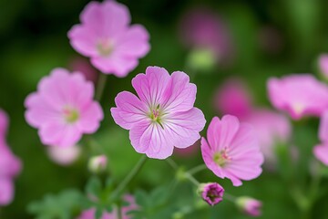 Fototapeta premium Captivating Pink Flowers Blooming in a Lush Garden Setting