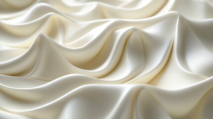 Obraz premium A close-up view of elegantly draped cream satin fabric, showcasing soft, flowing textures and subtle sheen that create a luxurious appearance