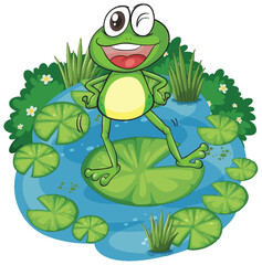 Happy Frog on Lily Pad