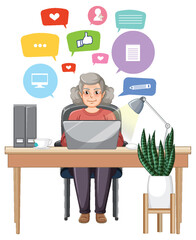 Senior Woman Using Laptop at Desk